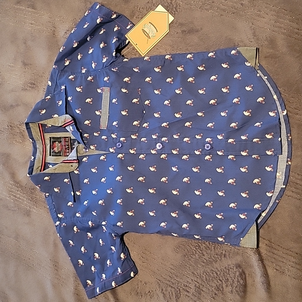 Brand New Retro Stitch Polar Bear button down Shirt